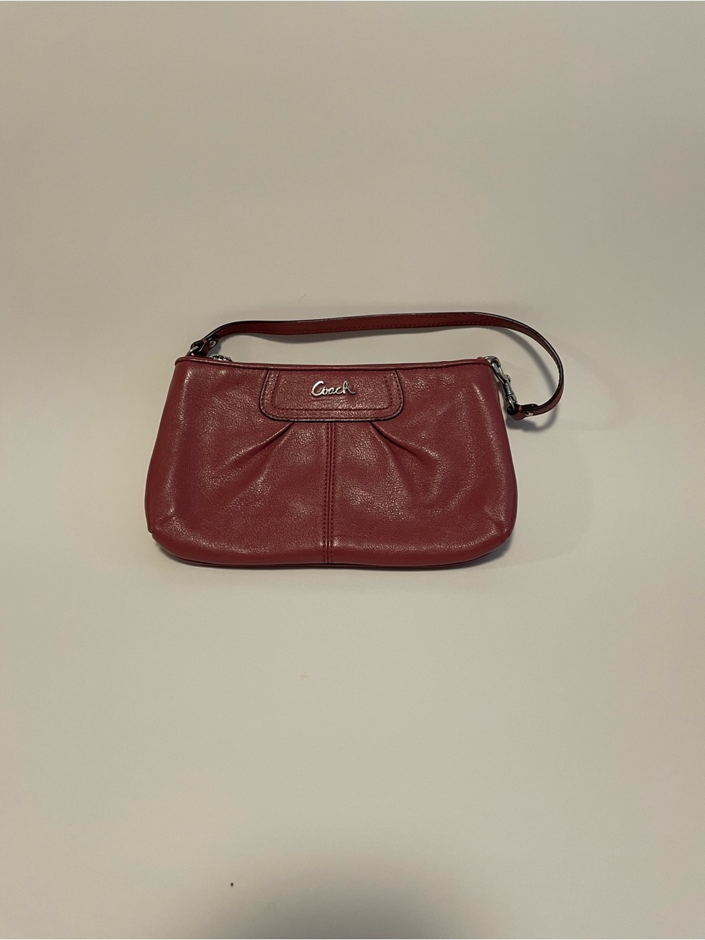 Coach Pink Pebble Leather Wristlet